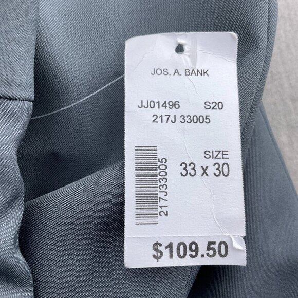 Jos A‎ Bank Pants Men 33Wx30L Gray Traveler Slide Waist Tailored Fit Dress NWT - Picture 14 of 15